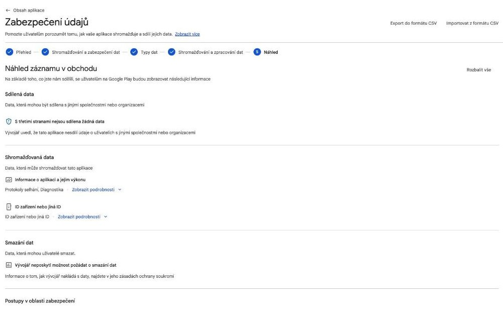Data safety preview as users will see it on Google Play