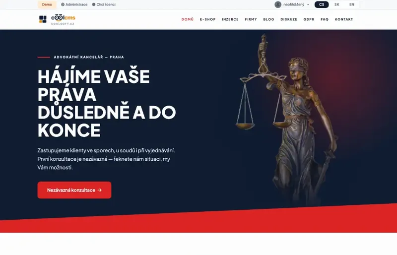 Šablona Advokátní kancelář — červená